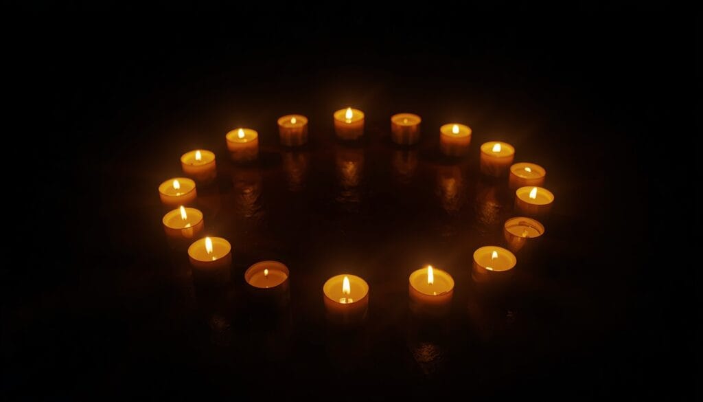 Círculo de velas doradas - comunidad bienestar emocional Mente Serena