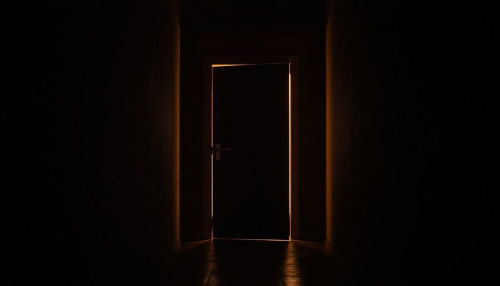 Puerta cerrada con luz dorada - contacto cero sanación emocional Mente Serena