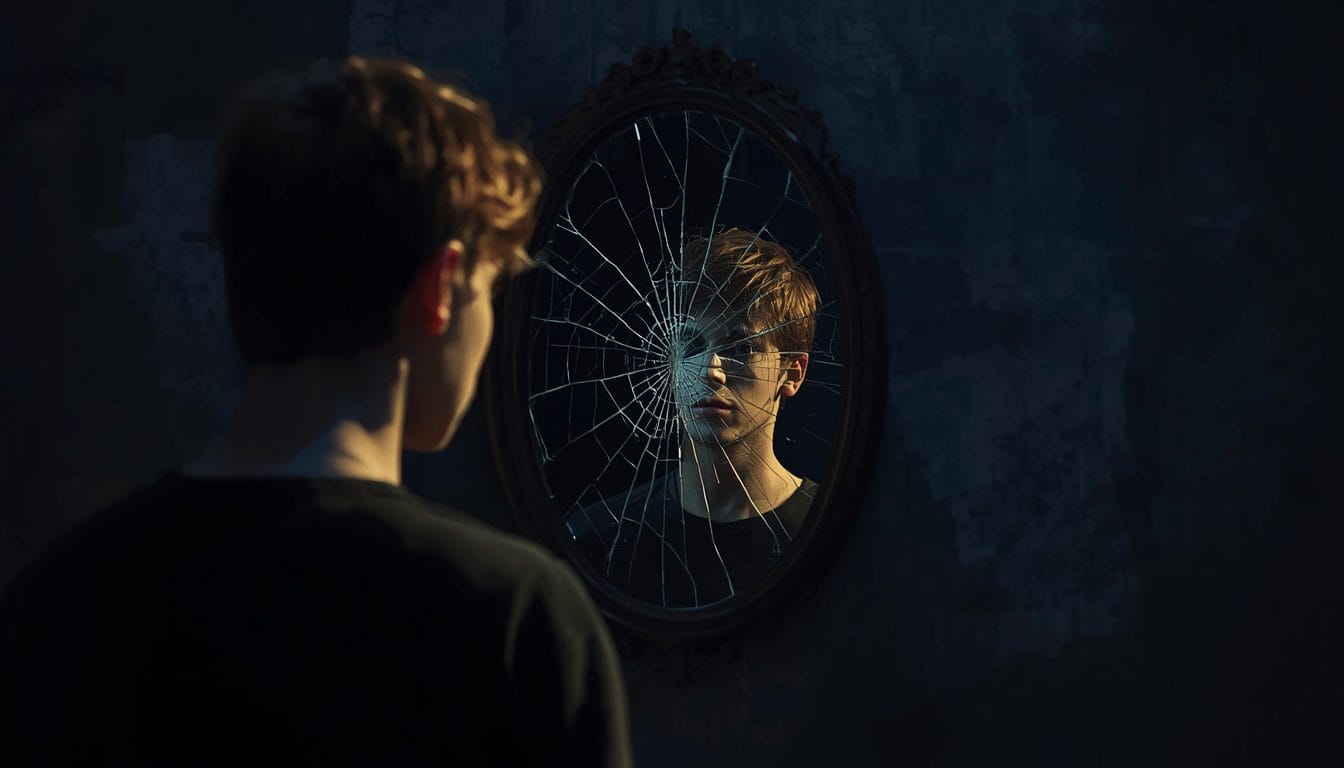 Reflejo en espejo roto — reflexiones psicología emocional Mente Serena