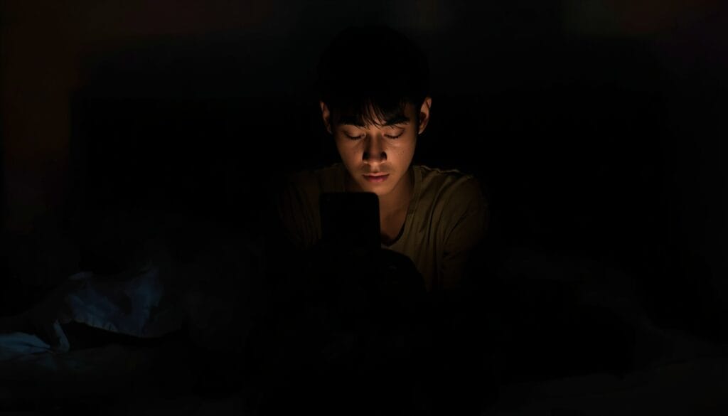 Persona esperando mensaje en la oscuridad - apego ansioso psicología emocional