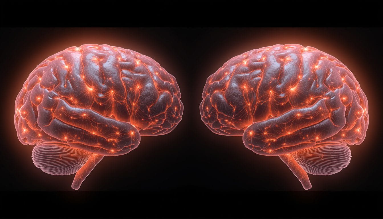 Dos patrones cerebrales idénticos, uno real y uno imaginado, ambos activados con la misma intensidad — ansiedad anticipatoria Mente Serena
