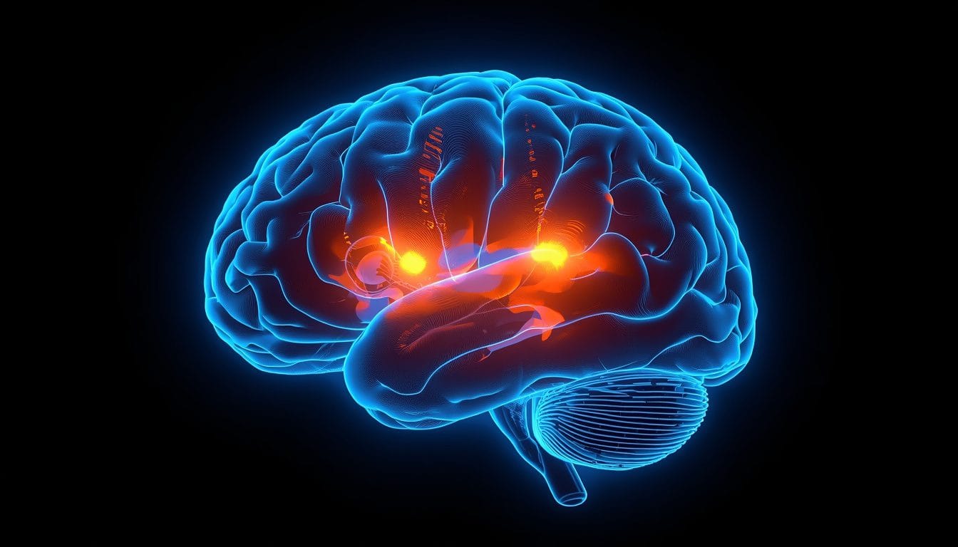 Amígdala cerebral recibiendo señal dual de activación y seguridad somática simultáneas — EFT tapping sistema nervioso Mente Serena