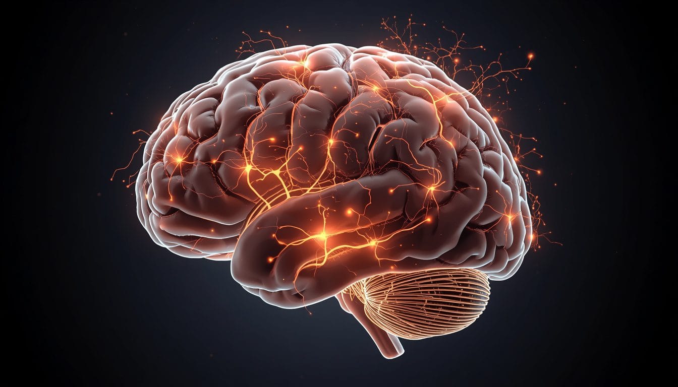 Vías neuronales de serotonina mostrándose irregulares y con vacíos durante la menopausia — niebla mental menopausia Mente Serena