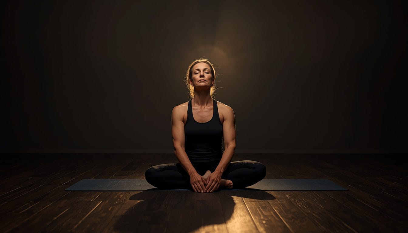 Mujer practicando movimiento somático consciente — liberación cortisol recursos sistema nervioso