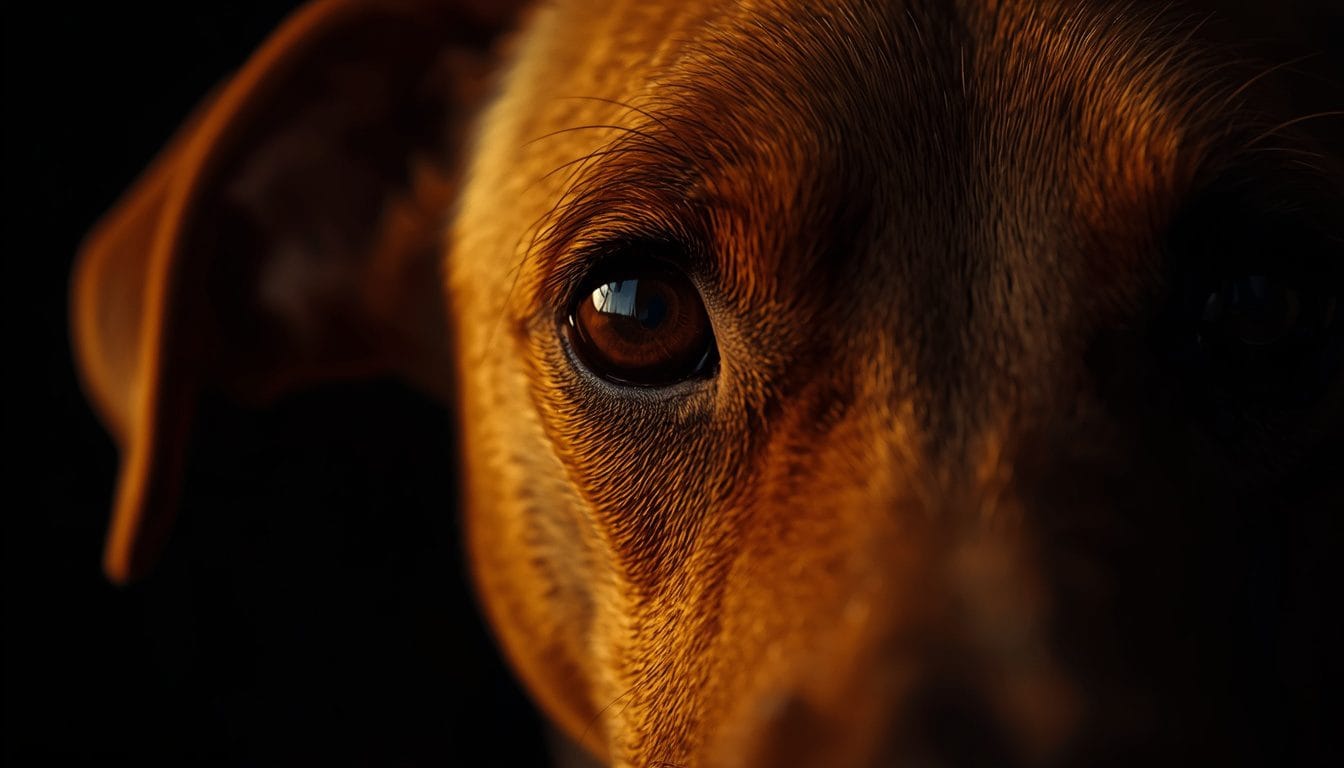 primer plano Imagen de perro mostrando la transferencia del estrés a mascotas, el estrés que absorbe de su dueño 